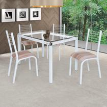 Conjunto de Mesa com 4 Cadeiras Camila Clássica Ciplafe Branco/Capuccino