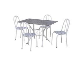 Conjunto de Mesa com 4 Cadeiras Capitone BRUNA cromo Branco - Granito - ARTEFAMOL 8637