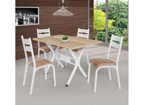 Conjunto de Mesa com 4 Cadeiras Ciplafe Luna 120cm - Branco e Cappuccino