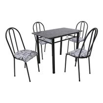 Conjunto de Mesa com 4 Cadeiras Genebra material sintético Preto e Branco