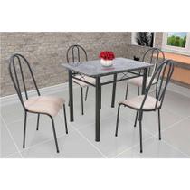 Conjunto de Mesa com 4 Cadeiras Genebra material sintético Preto e Nature