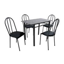 Conjunto de Mesa com 4 Cadeiras Genebra material sintético Preto