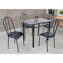 Conjunto de Mesa com 4 Cadeiras Genebra material sintético Preto Floral