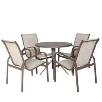 Conjunto de Mesa Com 4 Cadeiras Linha Leve - Marrom/Café Com Leite