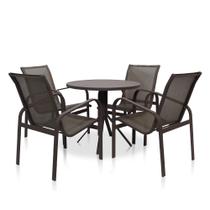 Conjunto de Mesa Com 4 Cadeiras Linha Leve - Marrom