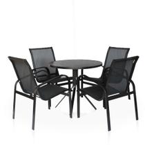 Conjunto de Mesa Com 4 Cadeiras Linha Leve - Preto