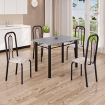 Conjunto de Mesa com 4 Cadeiras Lívia Preto/Bege Conjunto de Mesa com 4 Cadeiras Lívia Preto/Bege