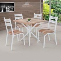 Conjunto de Mesa com 4 Cadeiras Luna Clássica Branco/Capuccino Conjunto de Mesa com 4 Cadeiras Luna Clássica Branco/Capuccino
