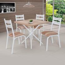 Conjunto de Mesa com 4 Cadeiras Luna Clássica Ciplafe Branco/Capuccino
