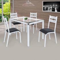 Conjunto de Mesa com 4 Cadeiras Luna Clássica Ciplafe Branco/Preto