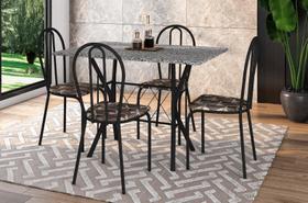 Conjunto de Mesa com 4 Cadeiras Mosaico Palha BRUNA cromo Preto - Granito - ARTEFAMOL 6596