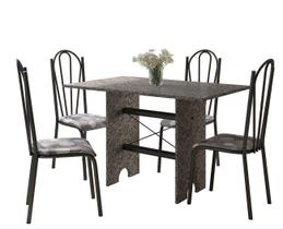 Conjunto de Mesa com 4 Cadeiras Pará Pietra cromo Preto - ARTEFAMOL 5423