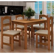 Conjunto de Mesa Com 4 Cadeiras Praiana Araúna Freijó e Bege Conjunto de Mesa Com 4 Cadeiras Praiana Araúna Freijó e Bege