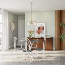 Conjunto de Mesa com 4 Cadeiras Tália Branco e Preto