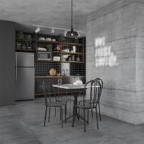 Conjunto de Mesa com 4 Cadeiras Tânia Craqueado Preto Listrado Branco e Preto