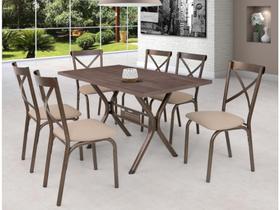 Conjunto de Mesa com 6 Cadeiras Ciplafe Karina Bronze/Linho/Bege - 914D06ADADBZLB