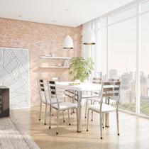Conjunto de Mesa com 6 Cadeiras Dalva Prata e Branco Conjunto de Mesa com 6 Cadeiras Dalva Prata e Branco