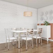 Conjunto de Mesa com 6 Cadeiras Erica Prata e Branco