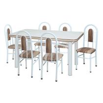 Conjunto de Mesa com 6 Cadeiras Luana Branco - Criativa Móveis