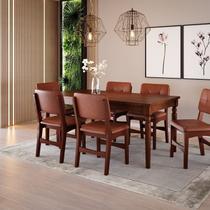 Conjunto de Mesa com 6 Cadeiras Sabrina Marrom/Nozes