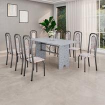 Conjunto de Mesa com 8 Cadeiras para Sala de Jantar Lara Prata/Bege Conjunto de Mesa com 8 Cadeiras para Sala de Jantar Lara Prata/Bege