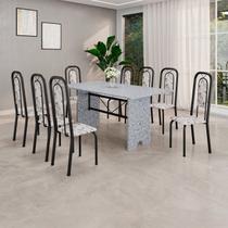 Conjunto de Mesa com 8 Cadeiras para Sala de Jantar Lara Preto/Cinza Conjunto de Mesa com 8 Cadeiras para Sala de Jantar Lara Preto/Cinza