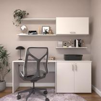 Conjunto de Mesa com Armário de Escritório, Armário Aéreo e 3 Prateleiras Conjunto de Mesa com Armário de Escritório, Armário Aéreo e 3 Prateleiras