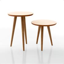 Conjunto De Mesa Com Pé Palito Redonda Lateral E Apoio Lirio