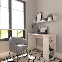 Conjunto de Mesa com Prateleiras Para Escritório ou Home Office 110 cm de Largura Branco
