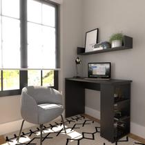 Conjunto de Mesa com Prateleiras para Escritório ou Home Office de Largura 100cm MDF Preto