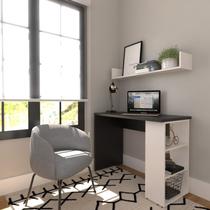 Conjunto de Mesa com Prateleiras para Escritório ou Home Office de Largura 100cm MDF Preto e Branco Conjunto de Mesa com Prateleiras para Escritório ou Home Office de Largura 100cm MDF Preto e Branco