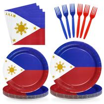 Conjunto de mesa com tema da bandeira das Filipinas Greencian, 96 peças