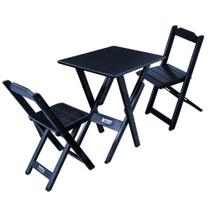 Conjunto de Mesa Compacta 68x43 Cm com 2 Cadeiras - Preto