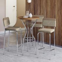 Conjunto de Mesa Completo com 3 Banquetas Estofadas CMC1001 Cromada Kappesberg Crome