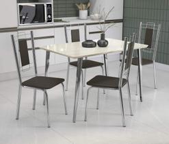 Conjunto de Mesa Completo com 4 Cadeiras Estofadas CMC1022 Cromada Kappesberg Crome Conjunto de Mesa Completo com 4 Cadeiras Estofadas CMC1022 Cromada Kappesberg Crome