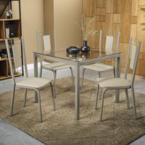 Conjunto de Mesa Completo com 4 Cadeiras Estofadas CMC965 Nickel Kappesberg Crome Conjunto de Mesa Completo com 4 Cadeiras Estofadas CMC965 Nickel Kappesberg Crome
