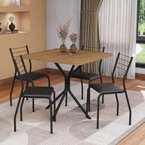 Conjunto de Mesa Completo com 4 Cadeiras Estofadas CMC982 Preto Kappesberg Crome Conjunto de Mesa Completo com 4 Cadeiras Estofadas CMC982 Preto Kappesberg Crome