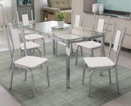 Conjunto de Mesa Completo com 6 Cadeiras Estofadas CMC035 Cromada Kappesberg Crome
