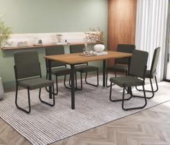 Conjunto de Mesa Completo com 6 Cadeiras Estofadas CMC1020 Preto Kappesberg Crome