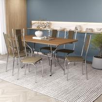 Conjunto de Mesa Completo com 6 Cadeiras Estofadas CMC1031 Cromada Kappesberg Crome Conjunto de Mesa Completo com 6 Cadeiras Estofadas CMC1031 Cromada Kappesberg Crome