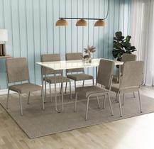 Conjunto de Mesa Completo com 6 Cadeiras Estofadas CMC996 Nickel Kappesberg Crome Conjunto de Mesa Completo com 6 Cadeiras Estofadas CMC996 Nickel Kappesberg Crome