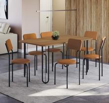 Conjunto de Mesa Completo com 6 Cadeiras Estofadas CMC997 Preto Kappesberg Crome