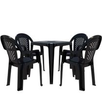 Conjunto de mesa Coruripe com 4 cadeiras plásticas com braço (Preto) Conjunto de mesa Coruripe com 4 cadeiras plásticas com braço (Preto)