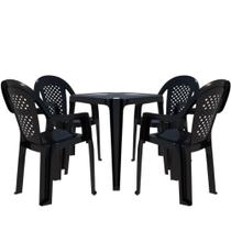 Conjunto de mesa Coruripe com 4 cadeiras plásticas com braço - Solplast