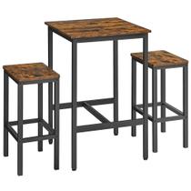 Conjunto de mesa de bar VASAGLE Square com 2 bancos para 2 pessoas Conjunto de mesa de bar VASAGLE Square com 2 bancos para 2 pessoas
