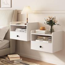 Conjunto de mesa de cabeceira flutuante HOSEOKA Modern com gaveta branca x2 Conjunto de mesa de cabeceira flutuante HOSEOKA Modern com gaveta branca x2