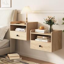 Conjunto de mesa de cabeceira HOSEOKA Floating Modern com gaveta e prateleira x2