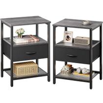 Conjunto de mesa de cabeceira Huuger Night Stand com gaveta de tecido cinza x2
