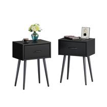 Conjunto de mesa de cabeceira IRCPEN Pretos com Gaveta de Tecido (2 Unidades)