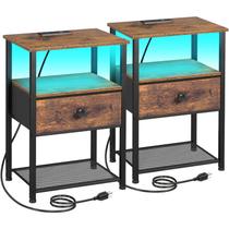 Conjunto de mesa de cabeceira LOAKEKEL HETS01PBR com Estação de Carregamento LED Conjunto de mesa de cabeceira LOAKEKEL HETS01PBR com Estação de Carregamento LED